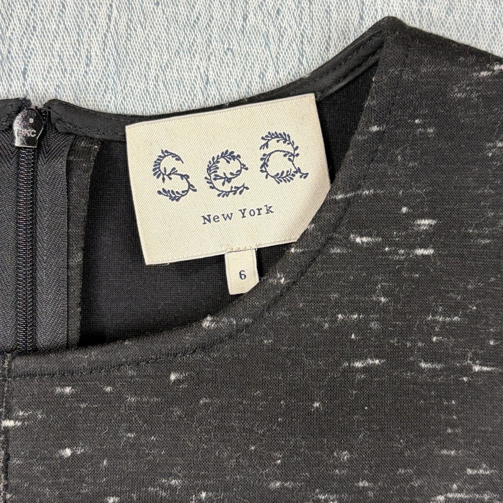 Sea New York Womens Black Speckled Ponte Knit‎ Fit & Flare Dress Size 6 EUC! - Picture 3 of 11